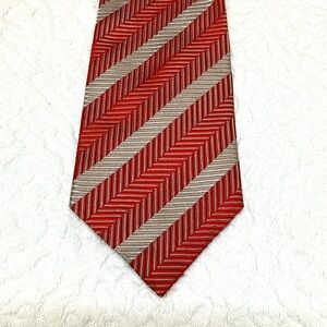 Pronto-Uomo silk tie, diagonal stripes in red and grey